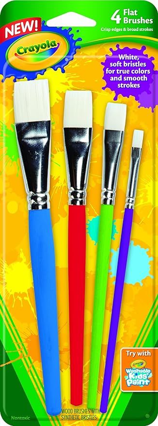 Crayola Big Paint Brushes, 4 Count Flat Painting Brushes, Paint Supplies | Amazon (US)