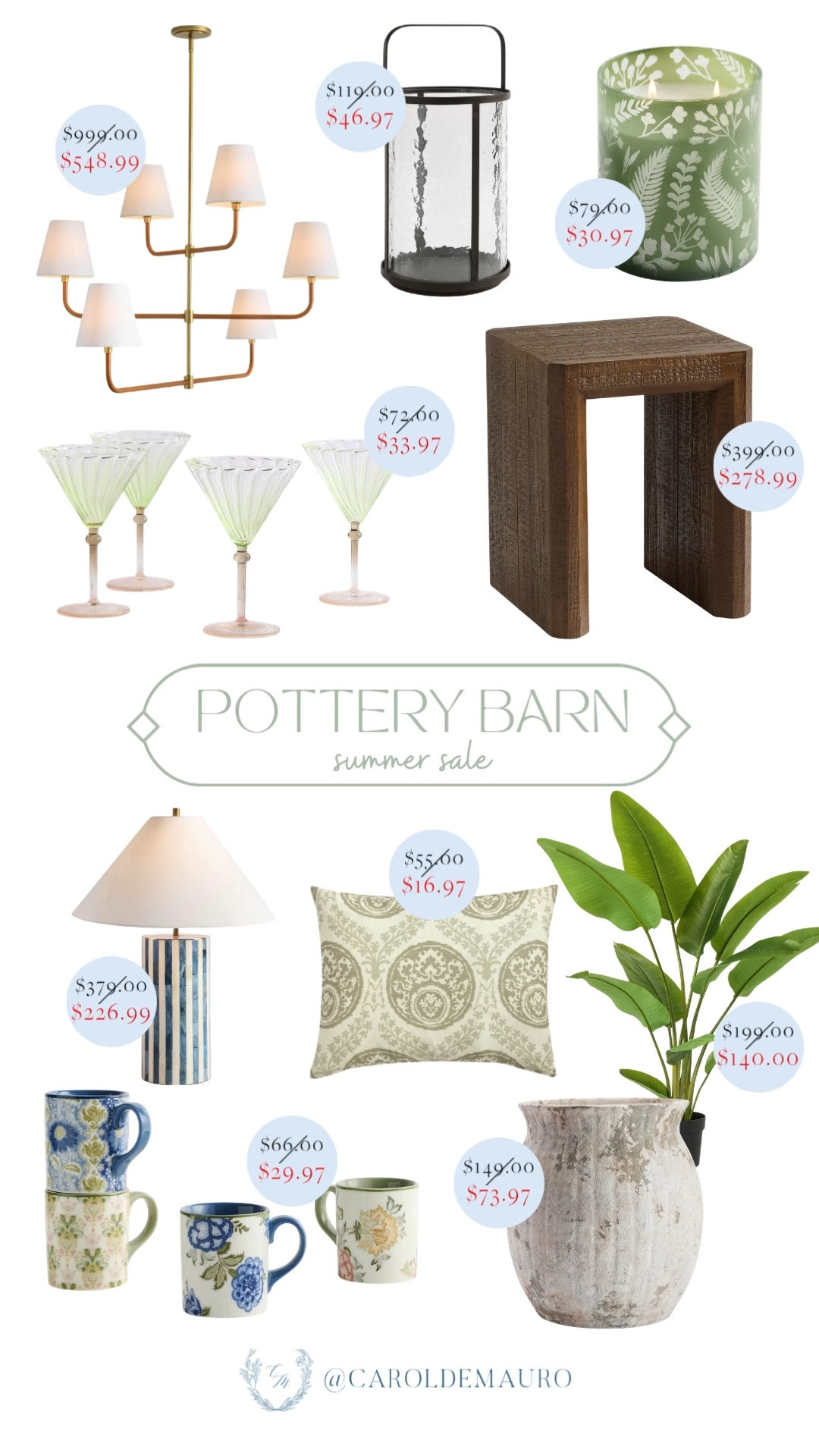 pottery barn summer sale, home decor, lighting fixture, chandelier, candle holders, table lamp, throw pillow, cute mugs, vase, martini glasses, side table, coffee table, furniture finds, faux plants

#LTKHome