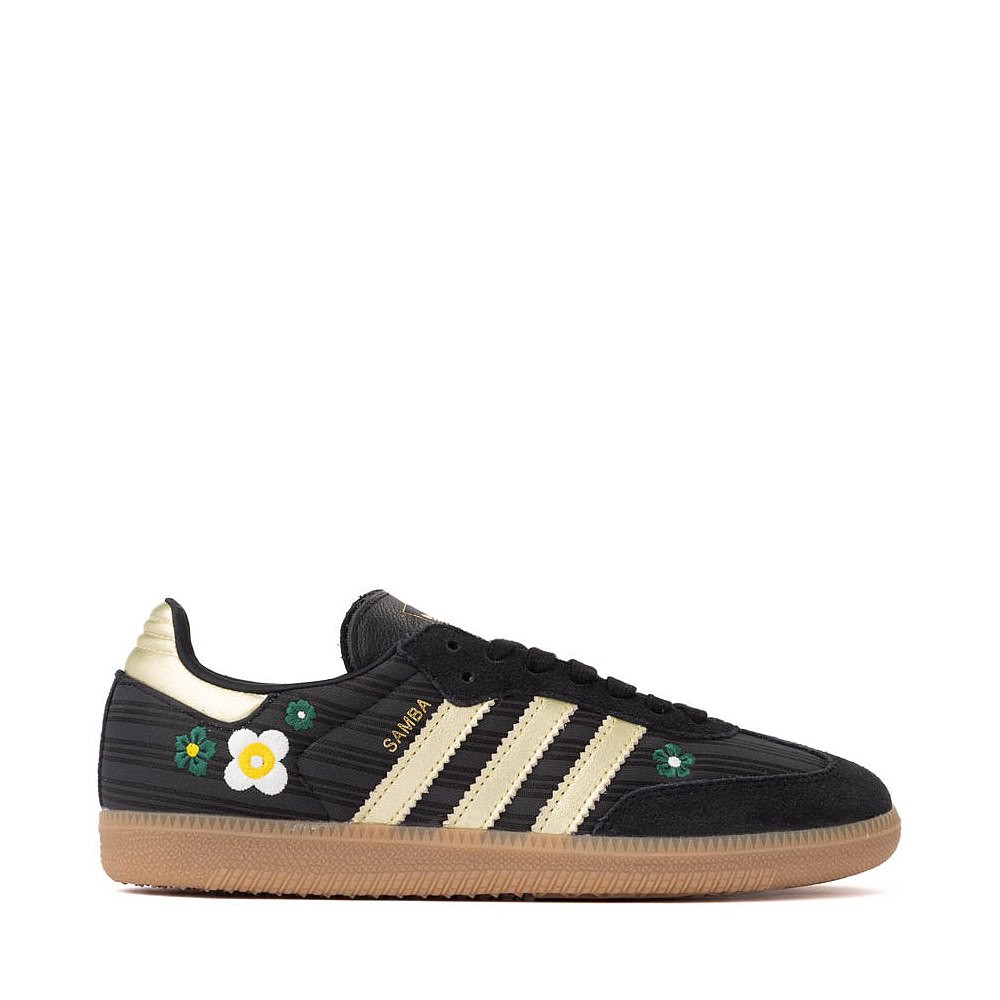 Womens adidas x Liberty London Samba OG Athletic Shoe - Core Black / Gold Metallic / Gum | Journeys