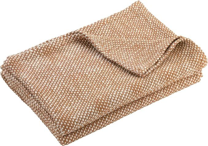 Nate Home by Nate Berkus Lightweight Cotton Basket Weave Two-Tone Bed Blanket | Breathable, All-S... | Amazon (US)