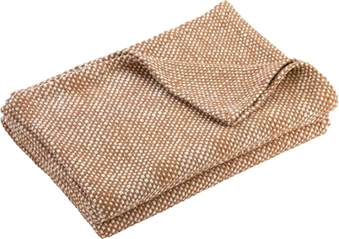 Nate Home by Nate Berkus Lightweight 100% Cotton Basket Weave Two-Tone Blanket | Breathable, All-... | Amazon (US)