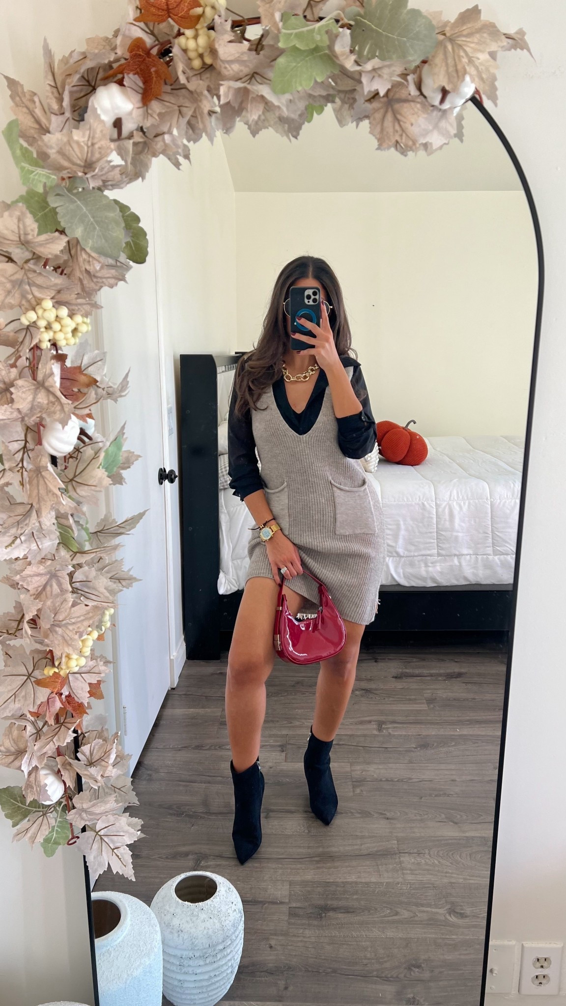 A sweater dress outfit idea. Paired it with a sheet button down.

#LTKSeasonal #LTKFindsUnder50 #LTKStyleTip