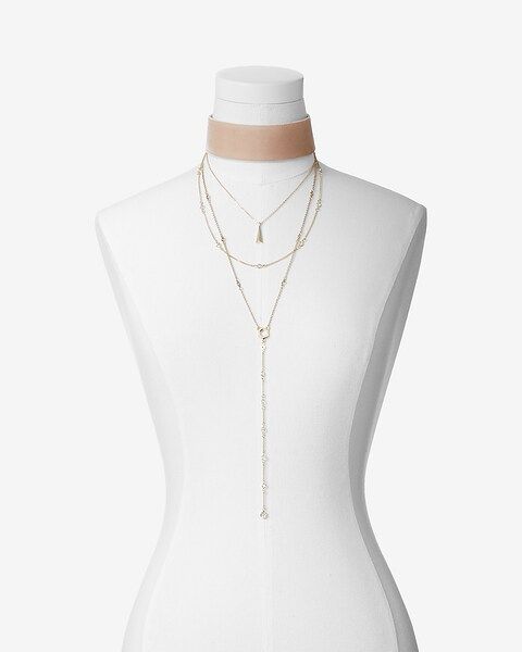 layered velvet choker necklace | Express