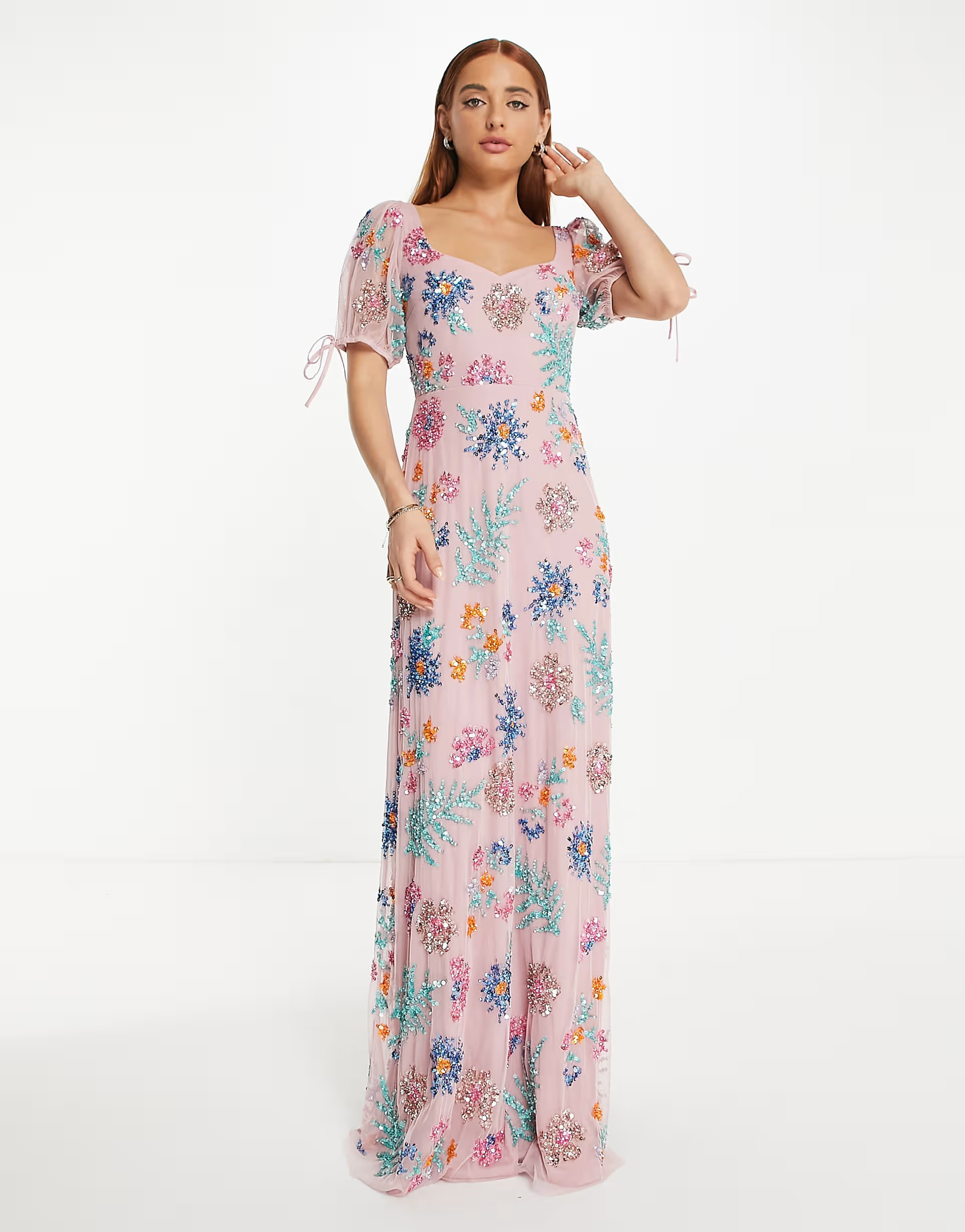 Maya all over embellished maxi dress in blush | ASOS (Global)
