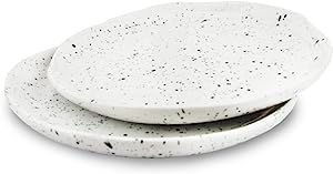 roro 7 Inch Ceramic Stoneware Spotted Speckled Glossy White with Black Appetizer dishes | Salad P... | Amazon (US)