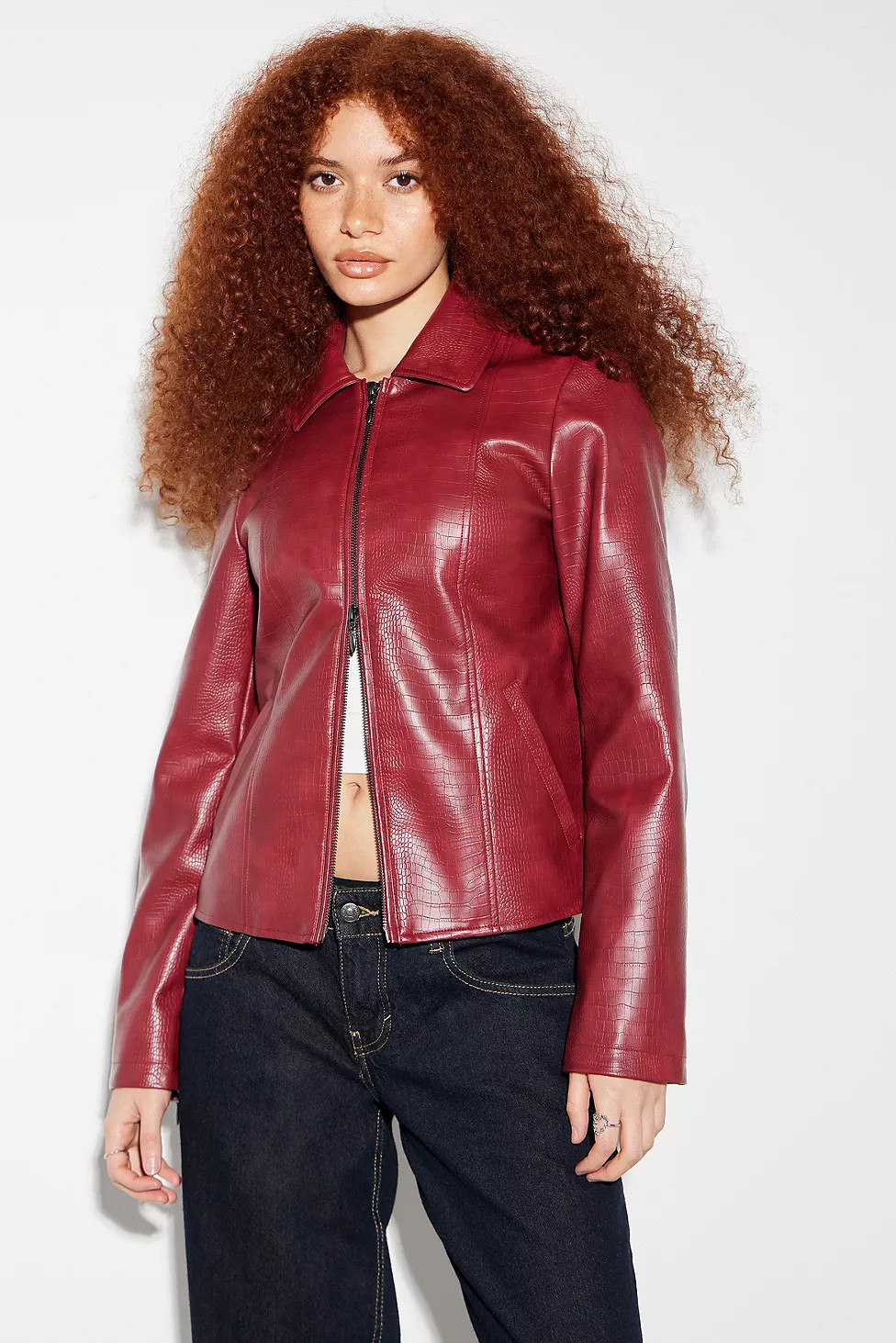 Silence + Noise Faux Leather Fitted Jacket | Urban Outfitters (EU)