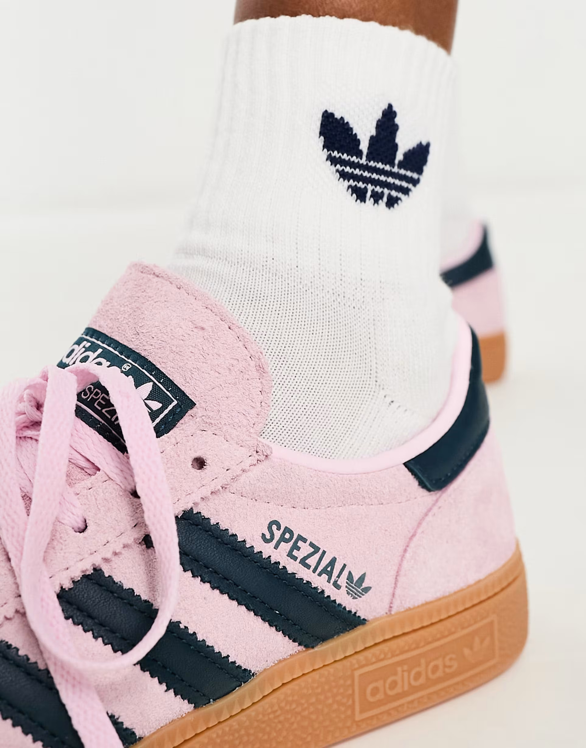 adidas Originals Handball Spezial gum sole trainers in pink and navy | ASOS | ASOS (Global)