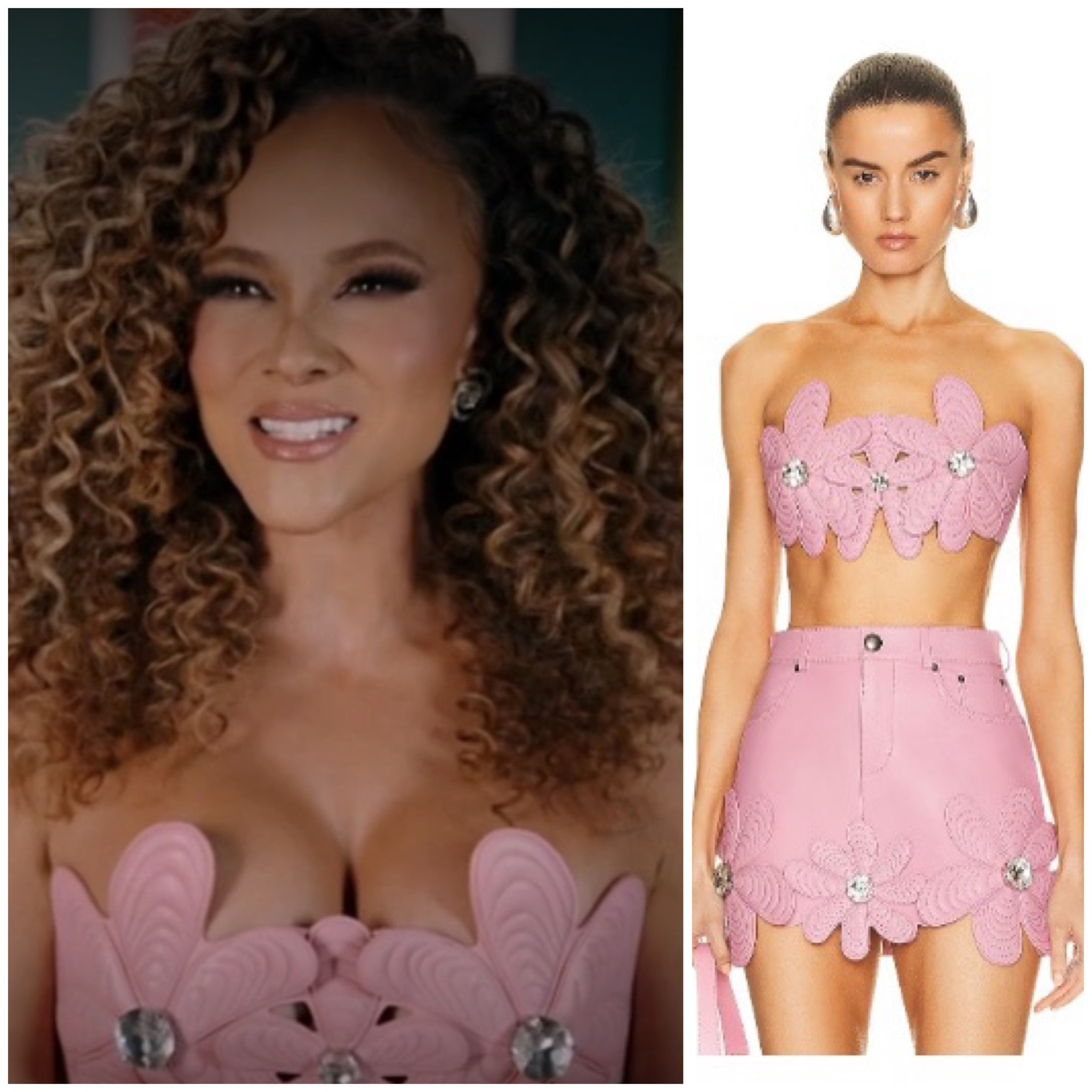 Ashley Darby’s Pink Embellished Flower Confessional Look