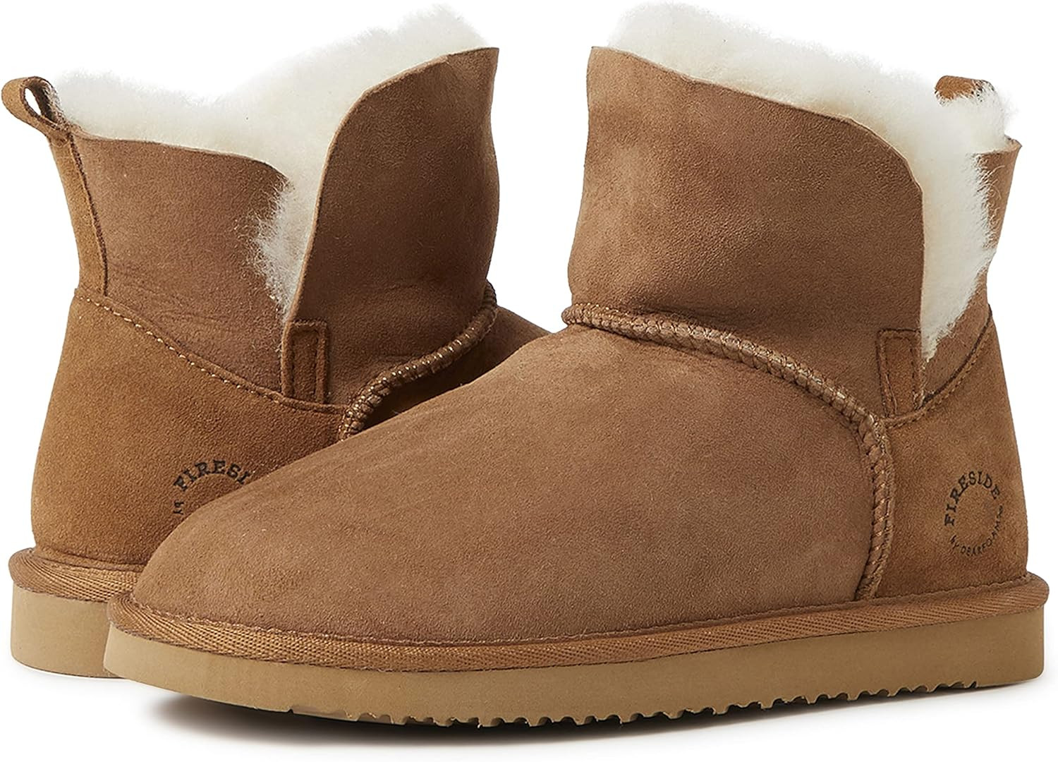 Dearfoams Women's Fireside Perth Genuine Shearling Foldover Boot Slipper | Amazon (US)