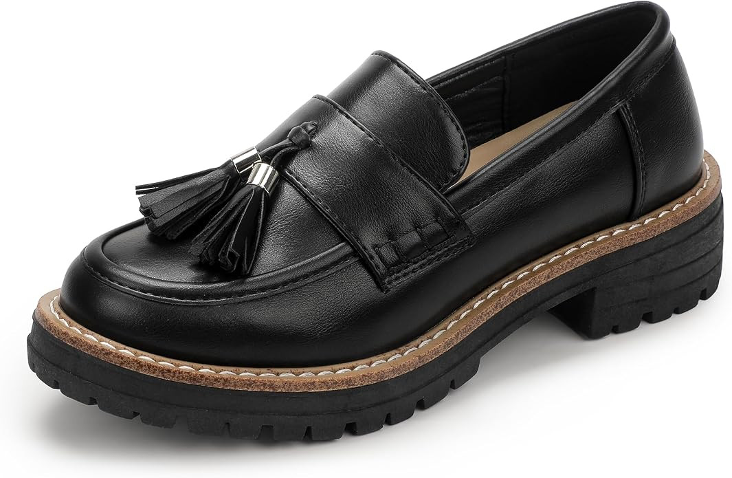 IDIFU IN2 Platform Loafers for Women Lug Sole Slip on Shoes Chunky Penny Low Heeled Loafers for W... | Amazon (US)