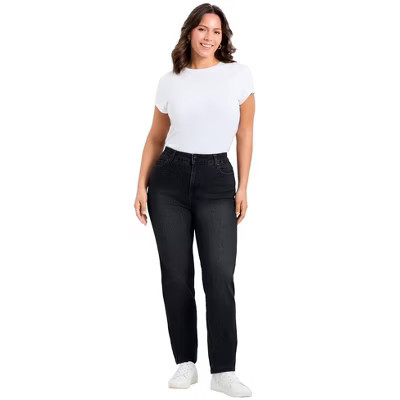 Avenue Petite Butter Denim Straight Leg Jean - 20, Black | Target