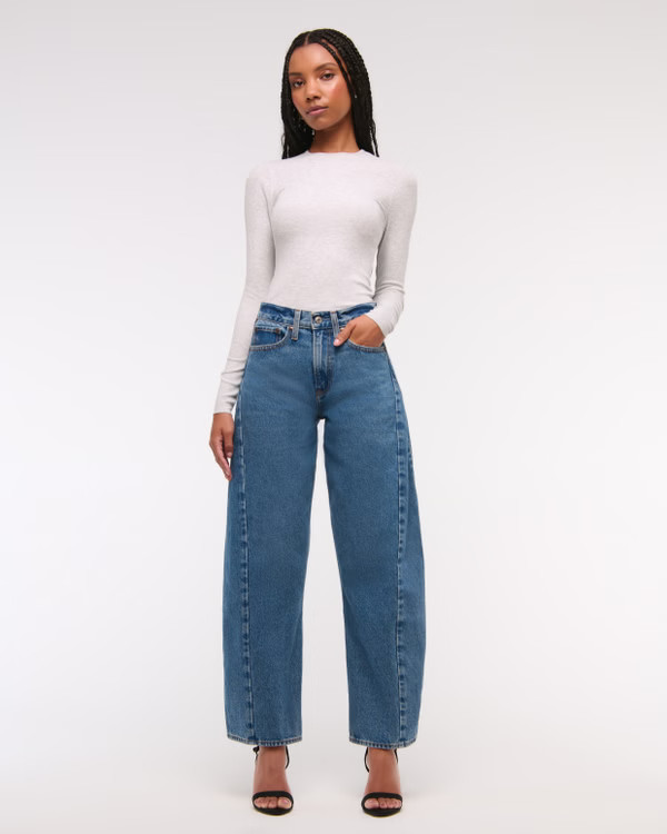 Women's Mid Rise Barrel Jean | Women's Bottoms | Abercrombie.com | Abercrombie & Fitch (US)