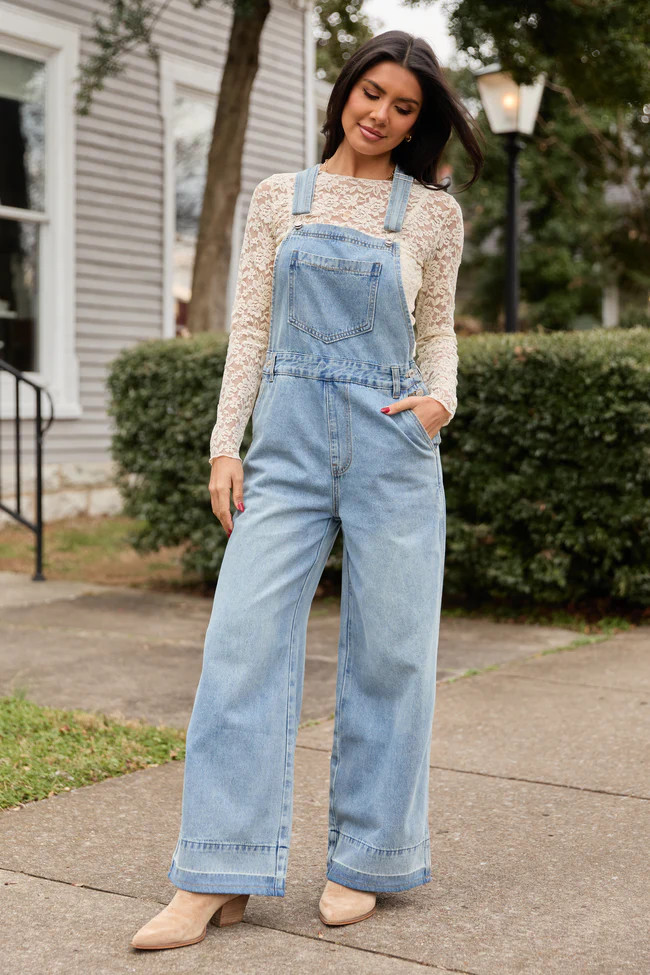 Nicole Medium Wash Overalls | Pink Lily