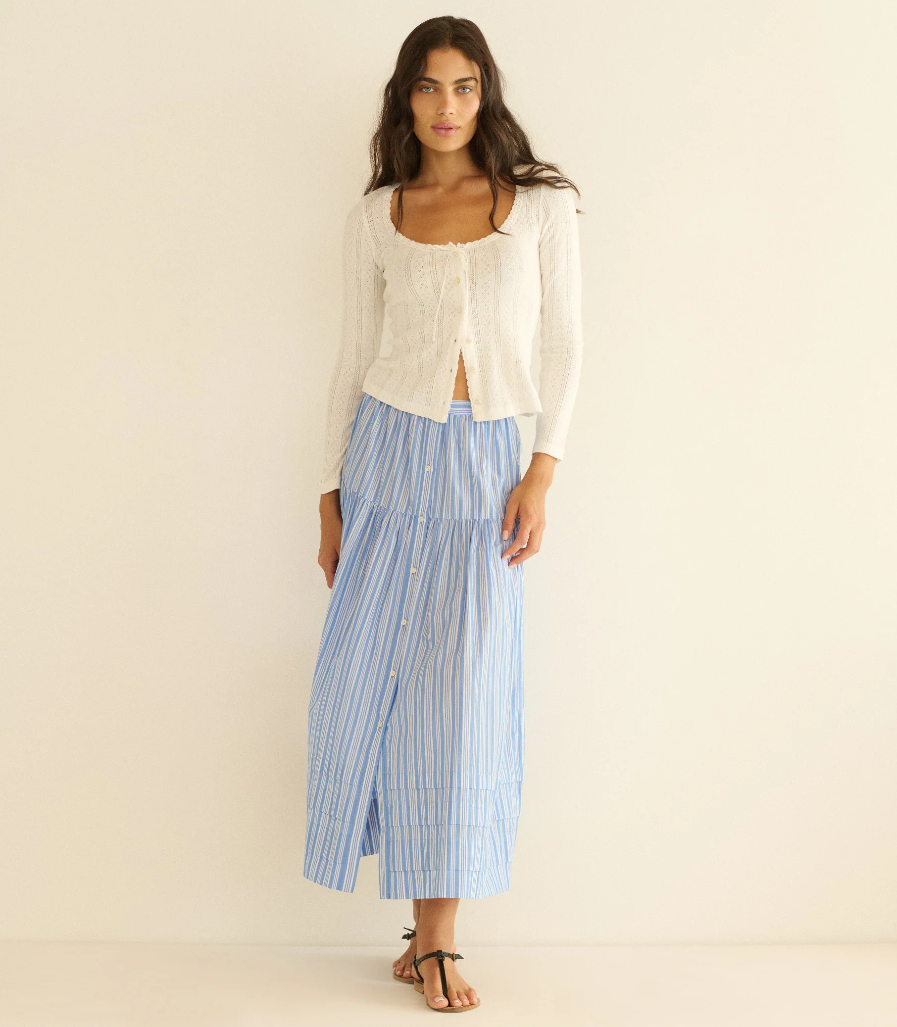 Marceline Skirt - Salerno Stripe | DÔEN | DOEN