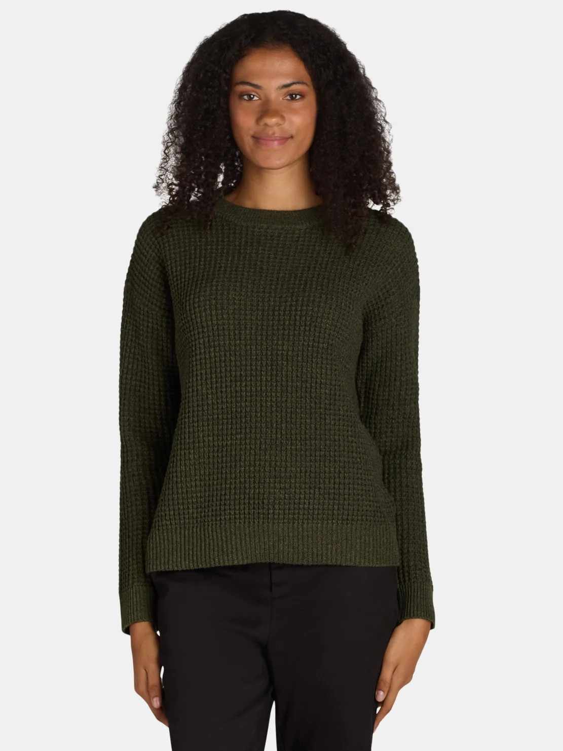 Time and Tru Women's and Women's Plus Waffle Stitch Sweater with Long Sleeves, Midweight, Sizes X... | Walmart (US)