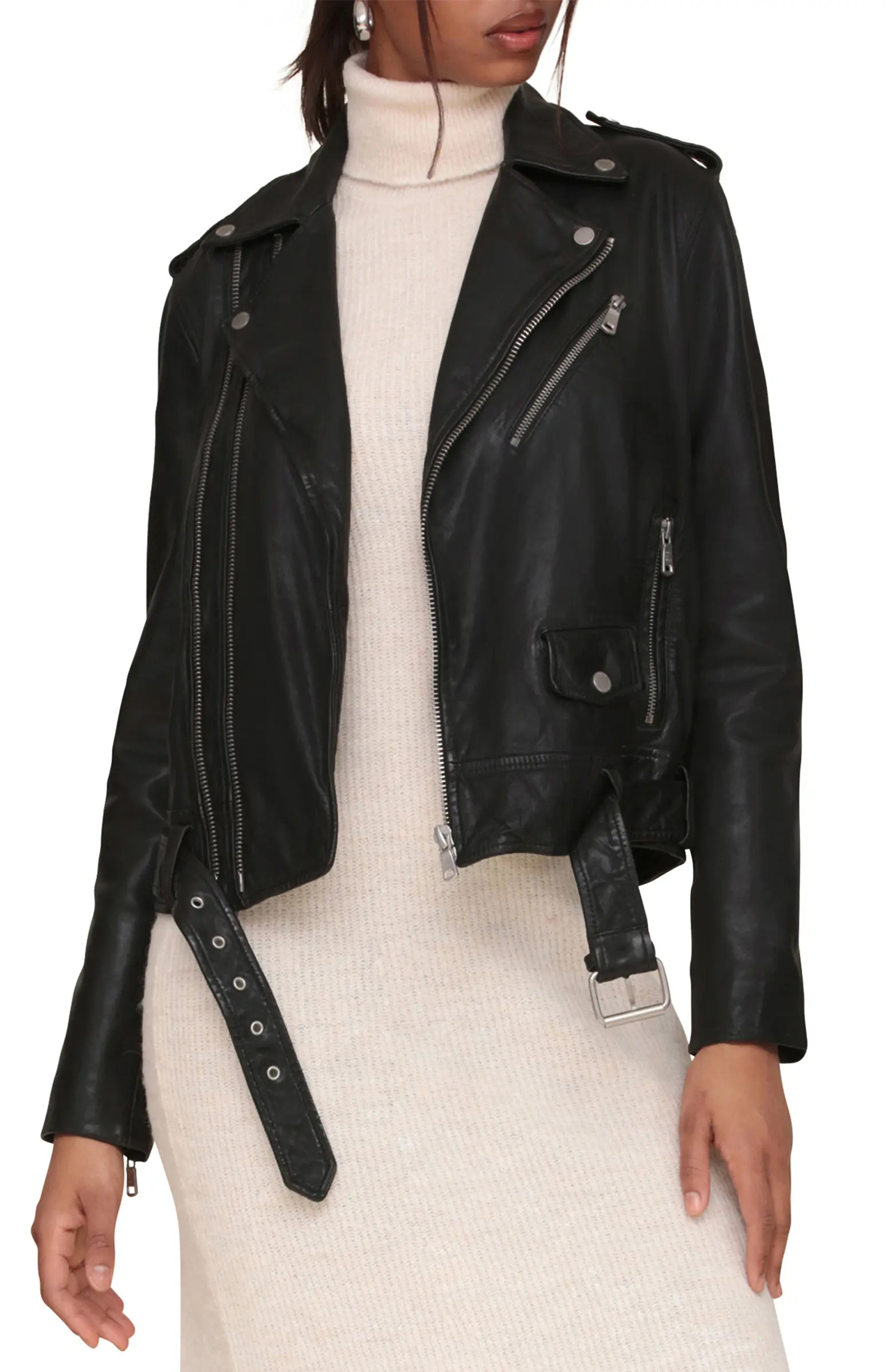 Lambskin Leather Double Zip Moto Jacket | Nordstrom
