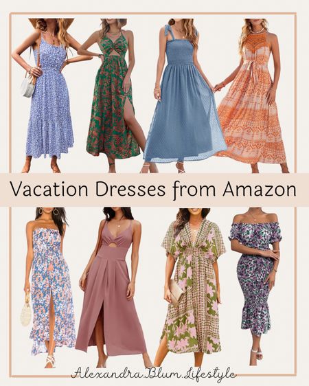 Vacation dresses from Amazon!! Vacation outfits! Floral maxi dresses! Summer dresses! Spring dresses! 

#LTKSeasonal #LTKtravel #LTKunder50