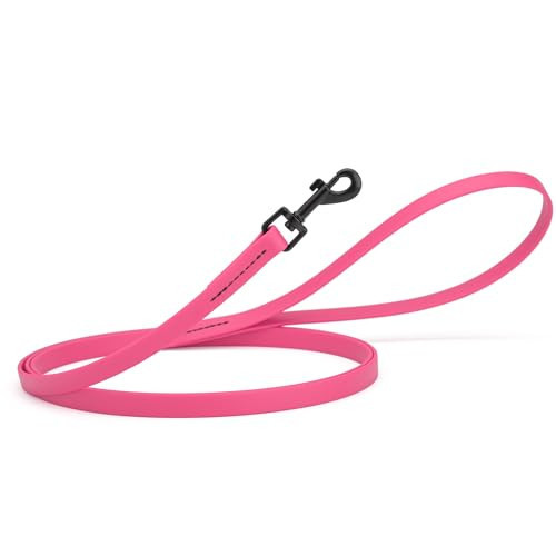 Dogline Biothane Waterproof Dog Leash 2/4/6 Ft Strong Coated Nylon Webbing with Black Hardware Odor-Proof Easy to Clean High Performance for Small or Large Dogs Made in USA, Passionfruit Pink | Amazon (US)