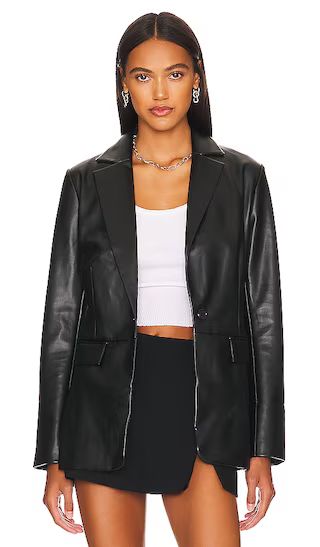 Chloe Faux Leather Blazer in Black | Revolve Clothing (Global)