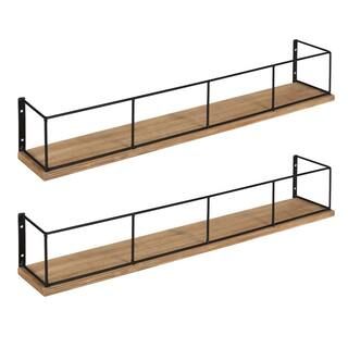 Benbrook 4 in. x 24 in. x 4 in. Rustic Brown/Black Wood Decorative Wall Shelf | The Home Depot
