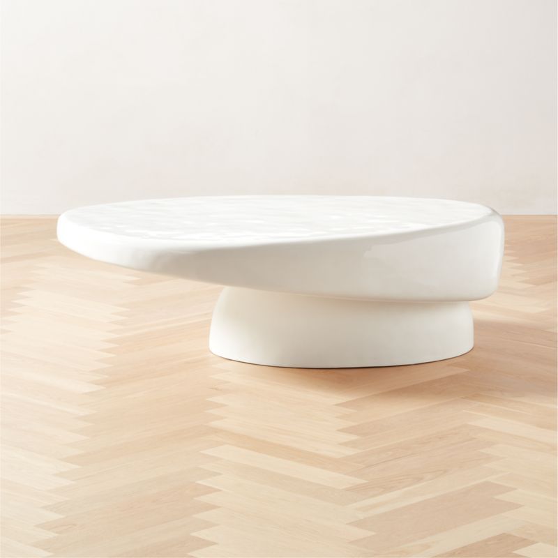 Alastor Modern Oval White Concrete Coffee Table | CB2 | CB2