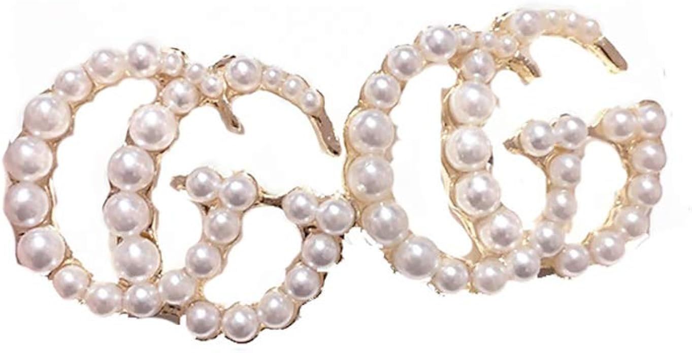 Uoobeetryy Fashion Luxury Letter G Pearl Initial Stud Earrings Drop Statement CC Earrings for Gir... | Amazon (US)