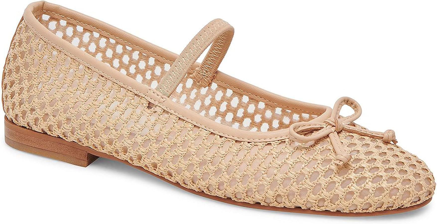 Woven Mesh Ballet Flats for Women Raffia Round Toe Mary Jane Ballerina Flats Ladies Casual Dress ... | Amazon (US)