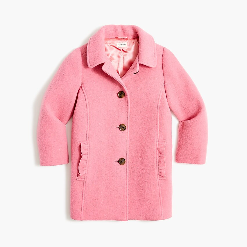 Girls' ruffle-pocket wool-blend coat | J.Crew Factory