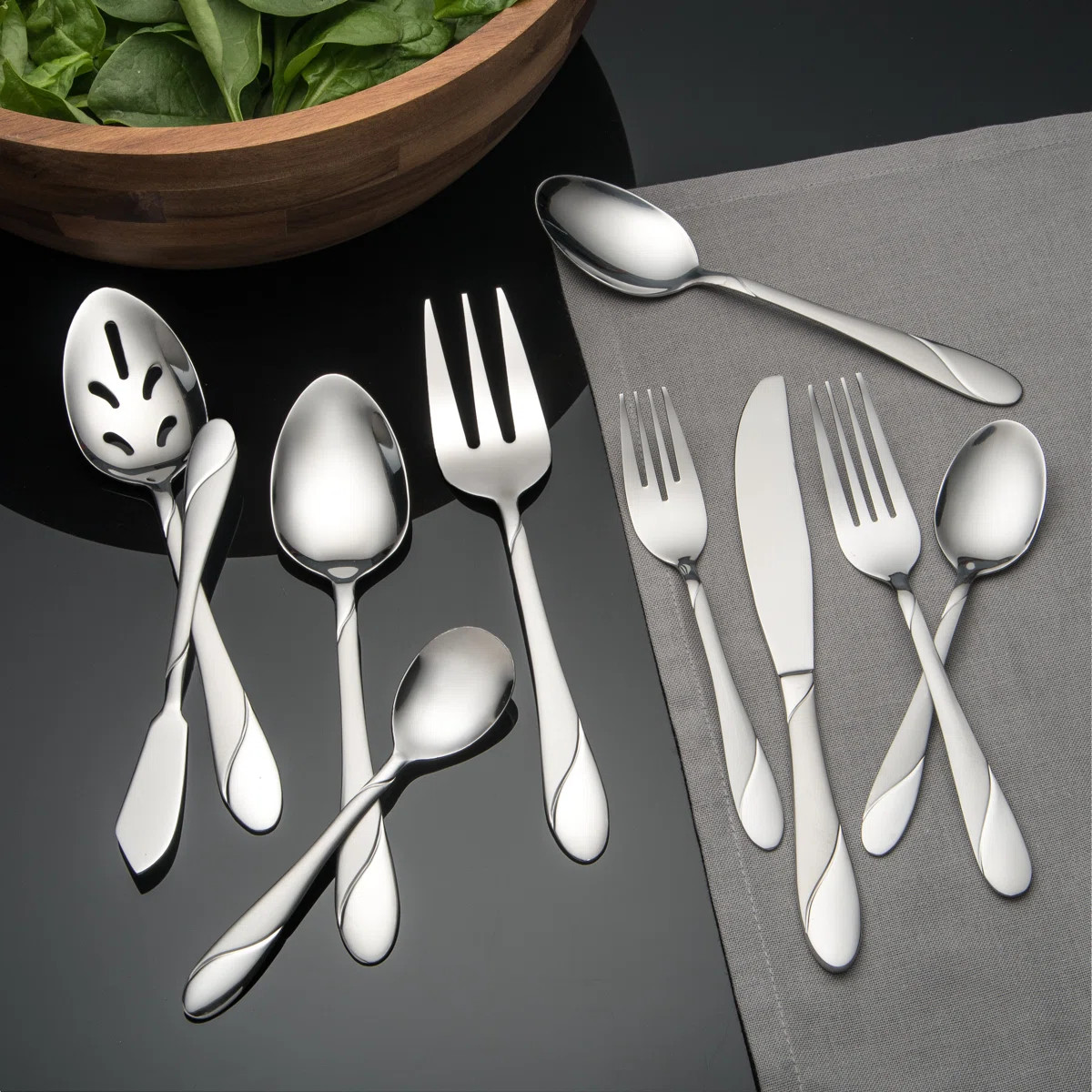 Cambridge Silversmiths Cambridge Swirl Sand 89-Piece Flatware Set & Reviews | Wayfair | Wayfair North America
