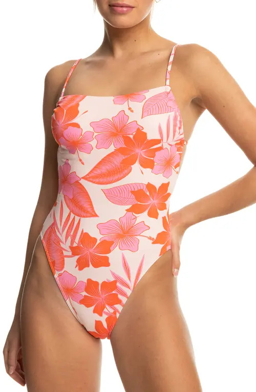 Roxy Beach Classics Strappy One-Piece Swimsuit in Pale Dogwood at Nordstrom, Size Small | Nordstrom