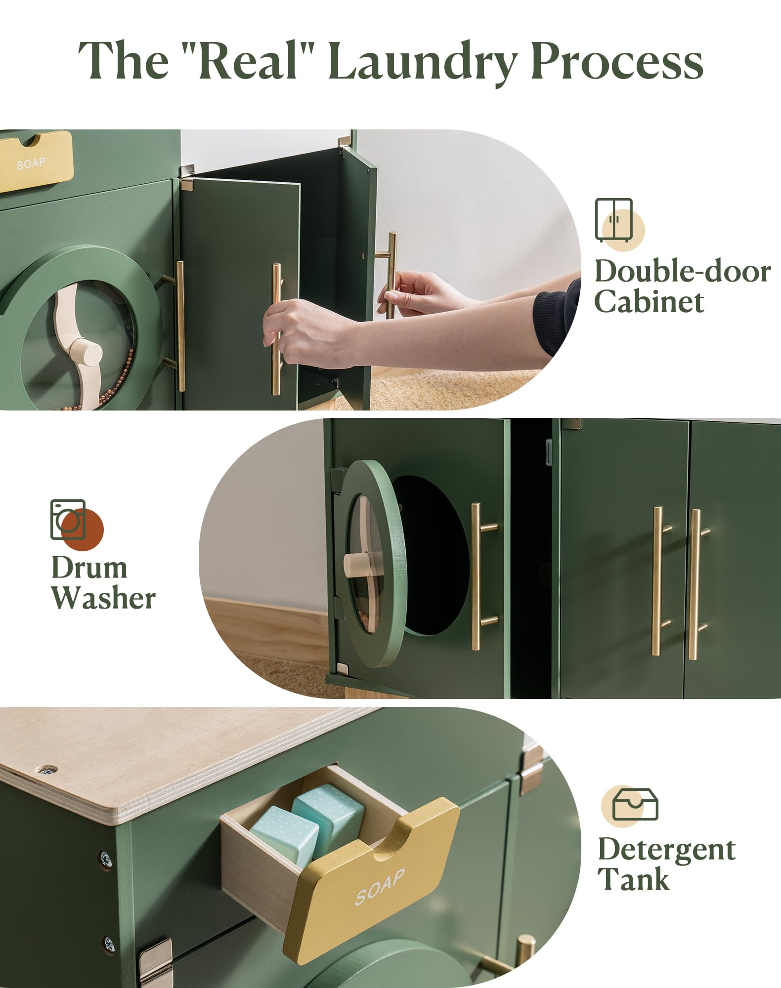 ROBUD Kids Play Kitchen - Wooden Multi-Function Washing Machine for Kids Kitchen Playset - Preten... | Amazon (US)