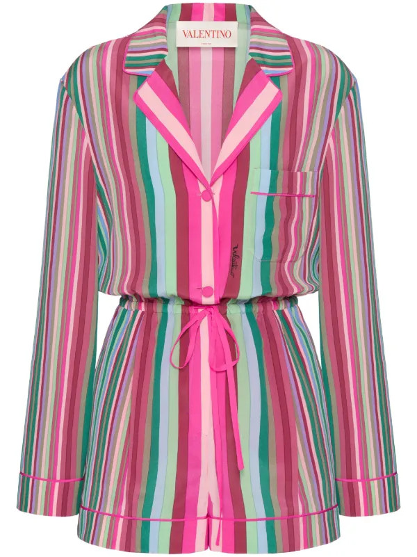 combishort en soie à rayures | Farfetch Global