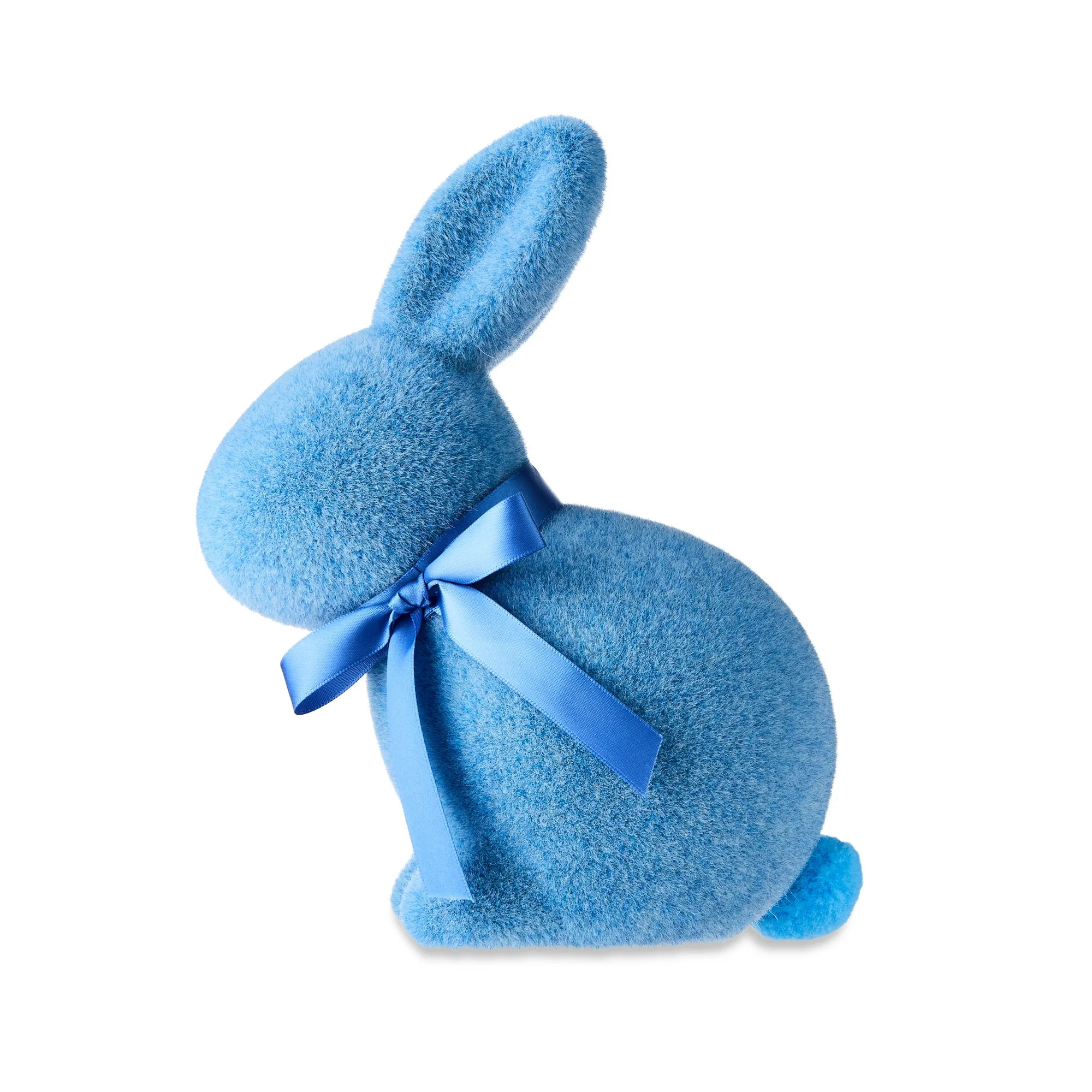 Easter Flocked Blue Bunny Decor, 9 in, by Way To Celebrate - Walmart.com | Walmart (US)