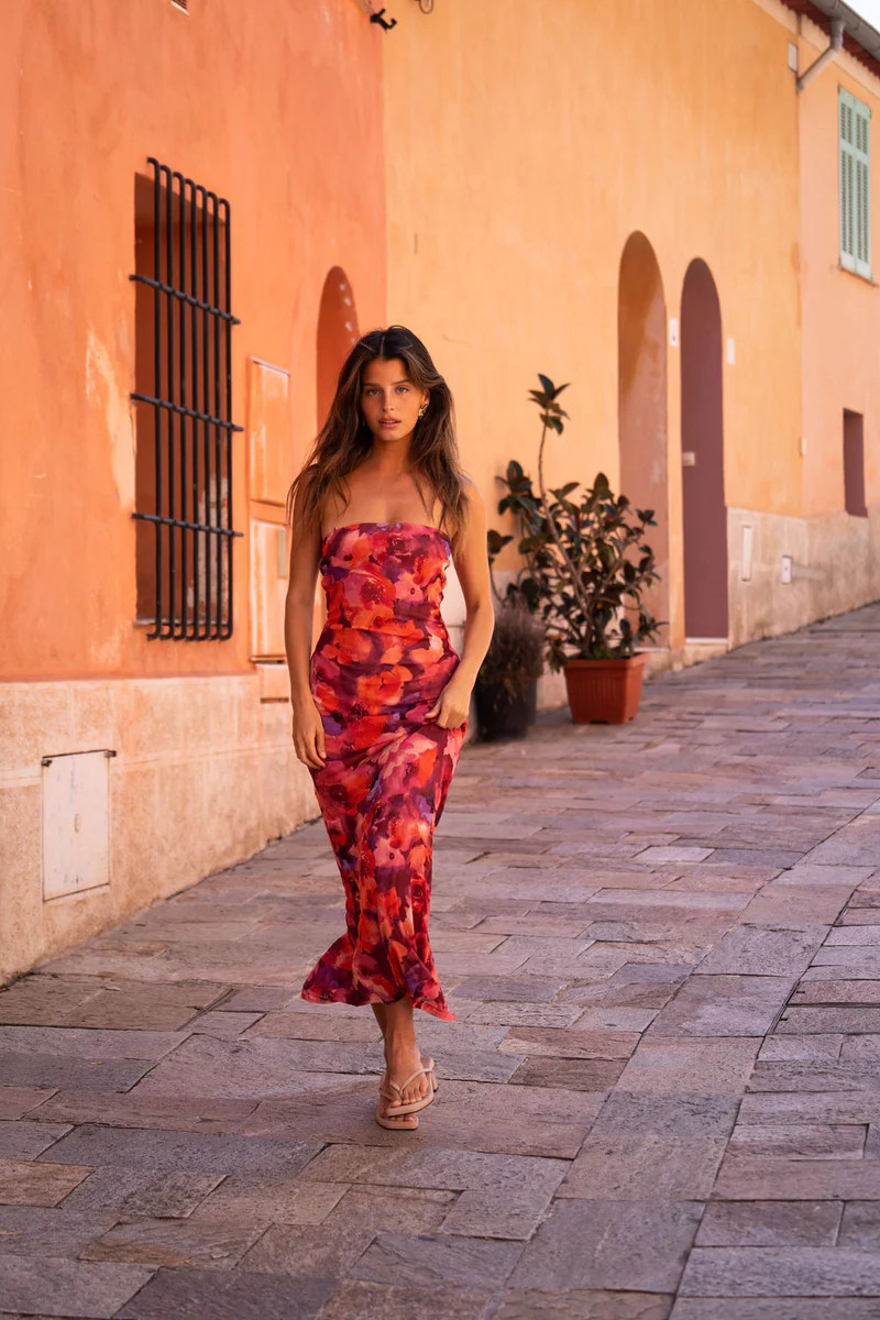 Avani Floral Strapless Maxi Dress | 12th Tribe
