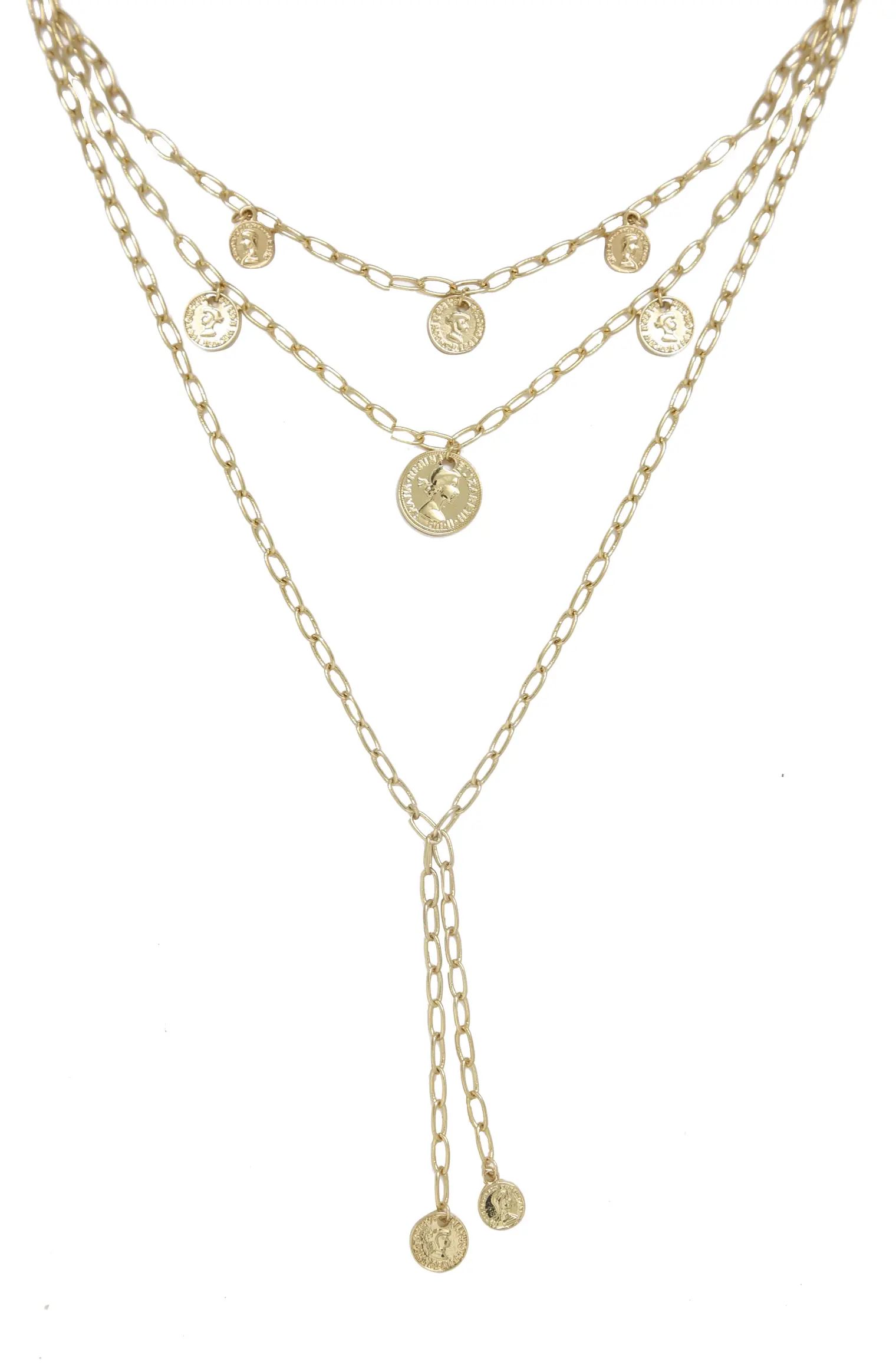 Layered Coin Lariat Necklace | Nordstrom