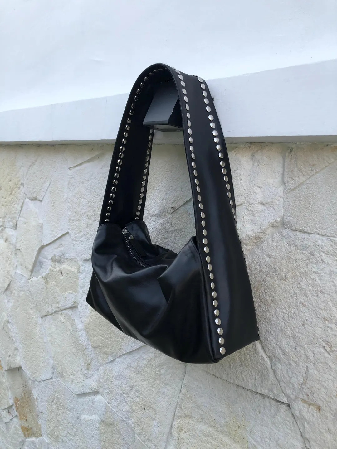 Shoulder Bag Leather Black ,studded Bag - Etsy | Etsy (US)