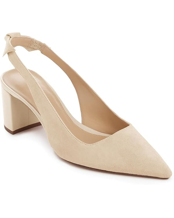 Juliet Holy Womens Pumps Pointed Toe Slip on Slingback Cute Bowknot Classic Chunky Block Heels | Amazon (US)