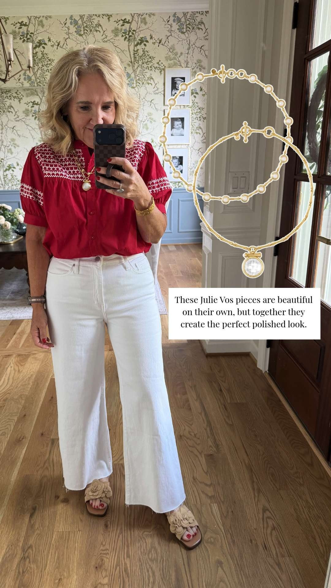 One of my favorite styling tricks is layering delicate jewelry to add interest without overwhelming an outfit. These Julie Vos pieces are beautiful on their own, but together they create the perfect polished look. 🫶🏻 

 #LTKootd #LTKSeasonal #LTKOver40