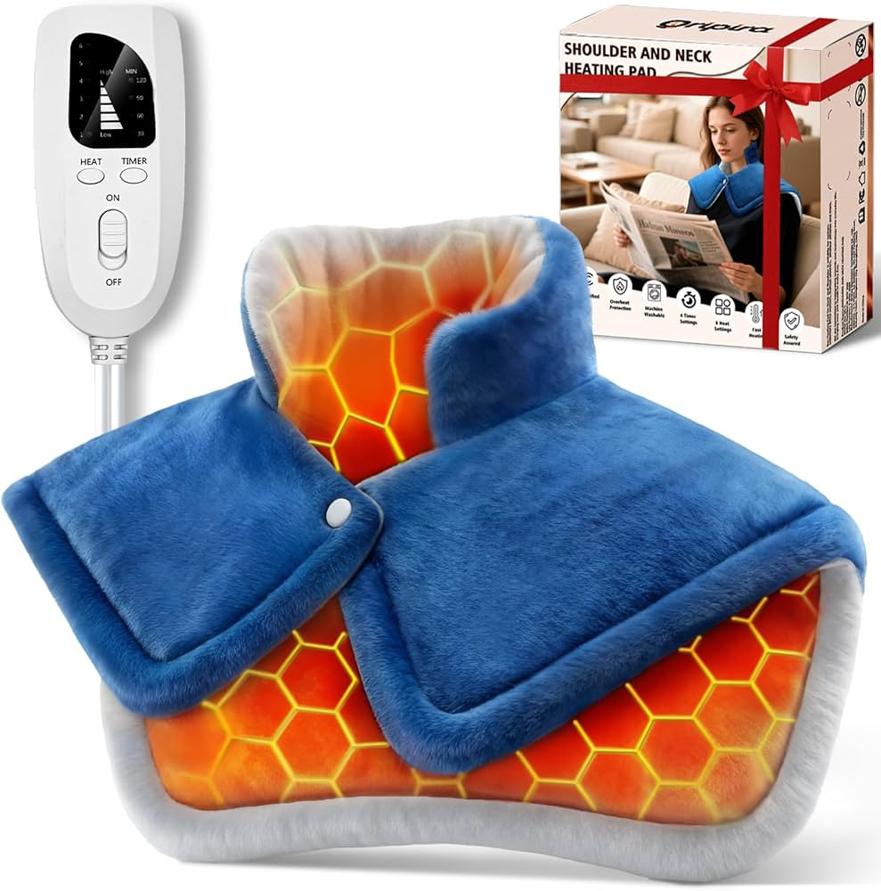 Heating Pads for Neck and Shoulders and Back, Weighted Electric Heating Pad for Deeper Pain Relie... | Amazon (US)