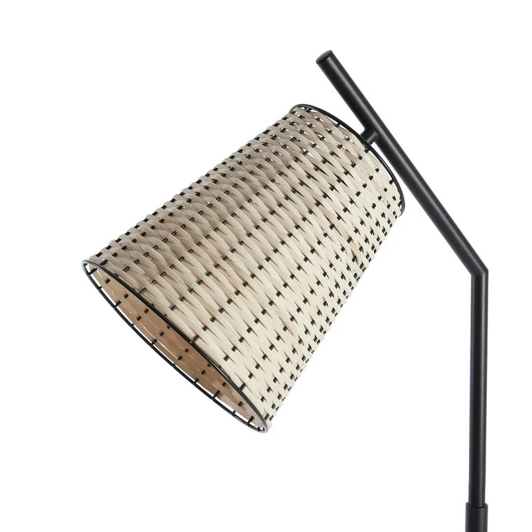 Better Homes & Gardens 60" Rattan Shade Angled Floor Lamp, Black | Walmart (US)