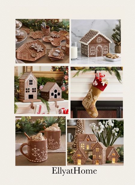 Gingerbread favorites at Pottery Barn. Traditional and classic style decor in houses, kitchen accessories, serving pieces, Christmas stockings, stocking holders, mugs, whimsy throw pillows. Makes a nice gift. Christmas, holiday home decor accessories. Free shipping. 

#LTKhome #LTKfamily #LTKHoliday