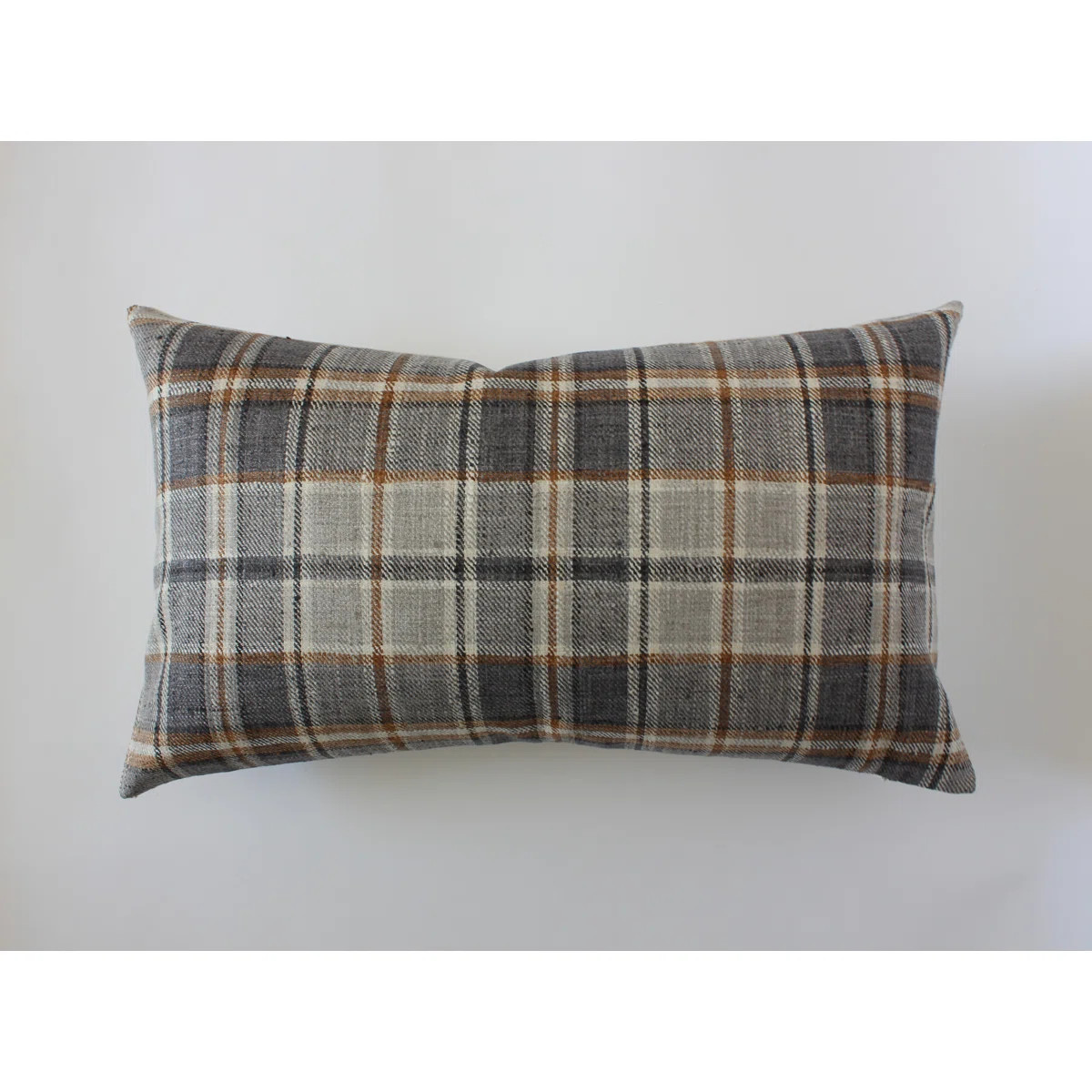 Brown Plaid Lumbar Pillow Cover, Neutral Beige Throw Pillow | Wayfair North America