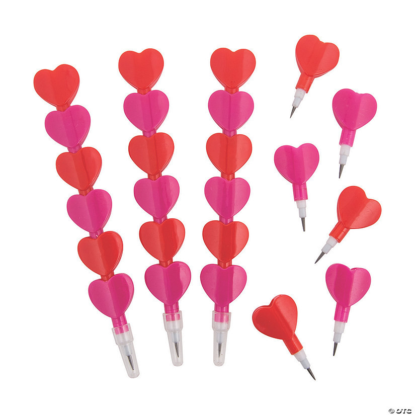 6" Valentine's Day Stacking Heart Pencils - 12 Pc. | Oriental Trading Company