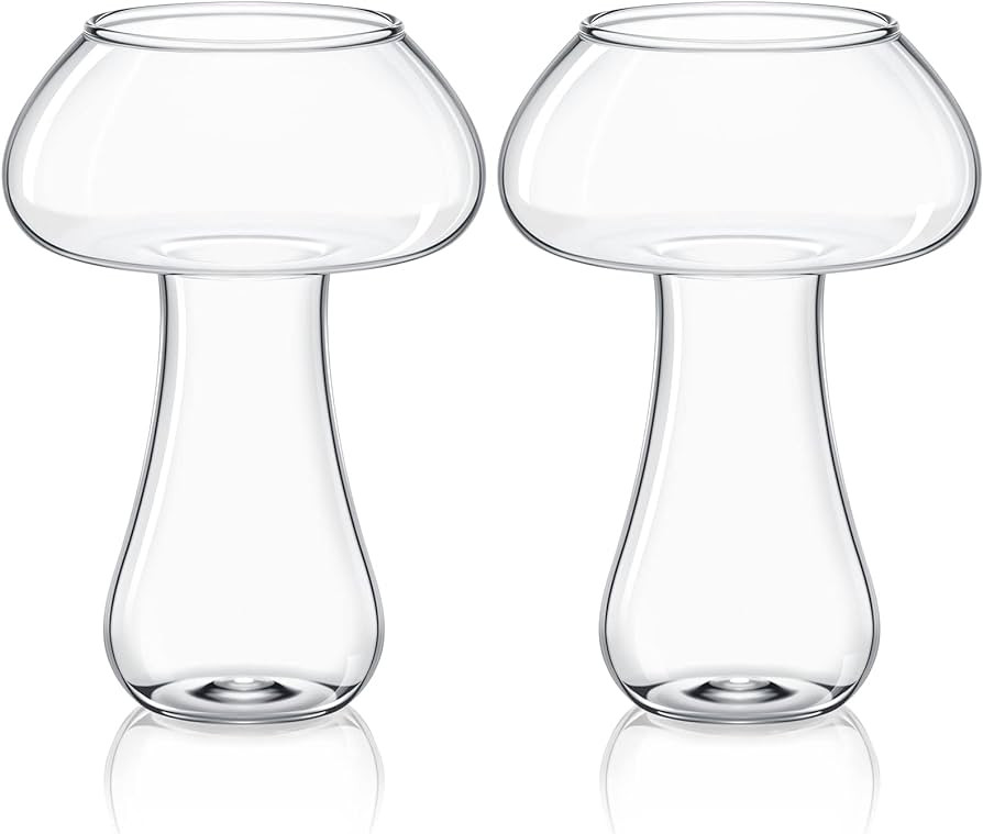 2 Pcs Mushroom Cocktail Glass Creative Martini Mushroom Glass Cup Glass Goblet Drink Cup for Wine... | Amazon (US)
