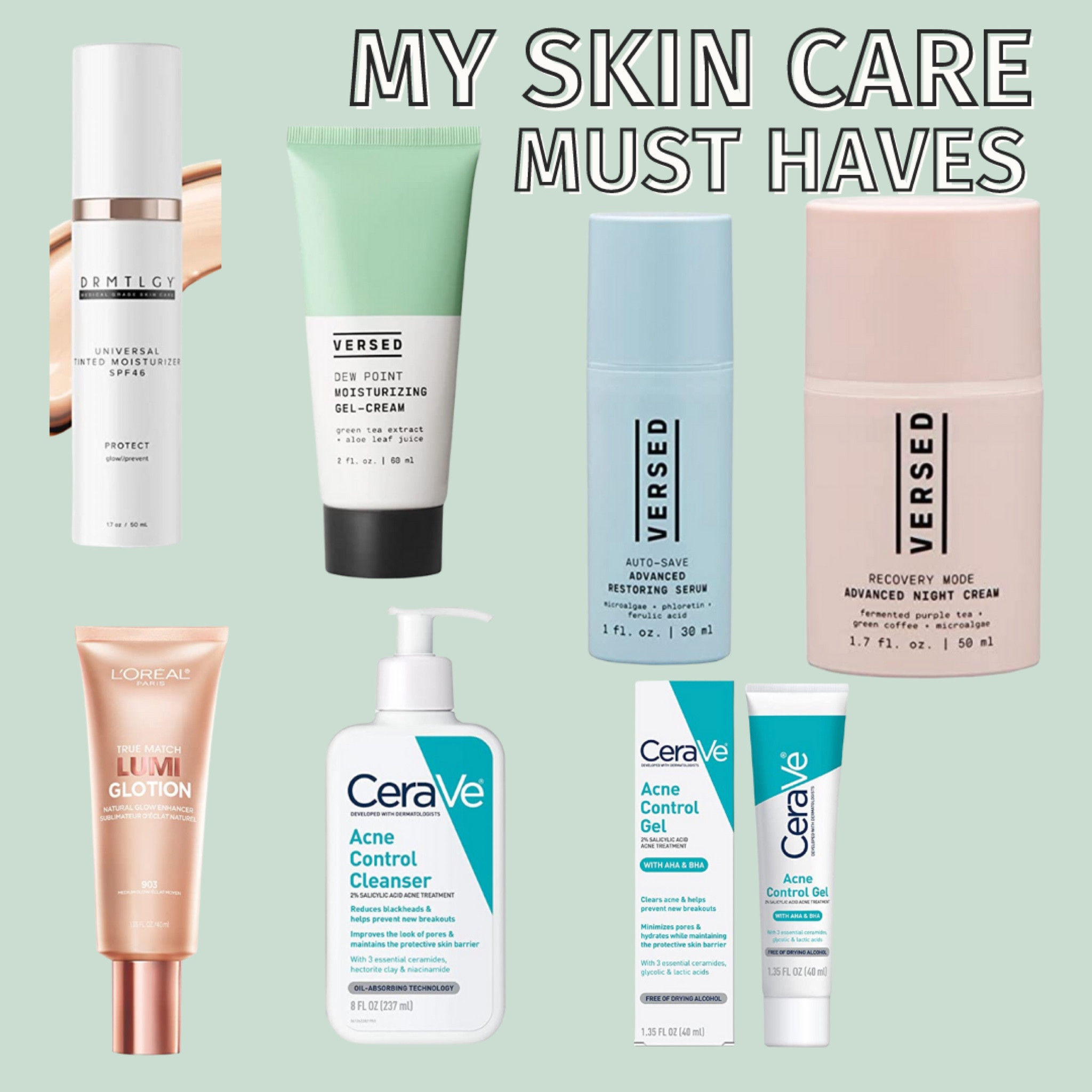 My skin care must haves 🫶

Skin care 
Anti aging
Anti acne 
Cleanser 
Moisturizer 
Tinted SPF 
Glotion 
Dupes 

#LTKbeauty #LTKBeautySale #LTKGiftGuide
