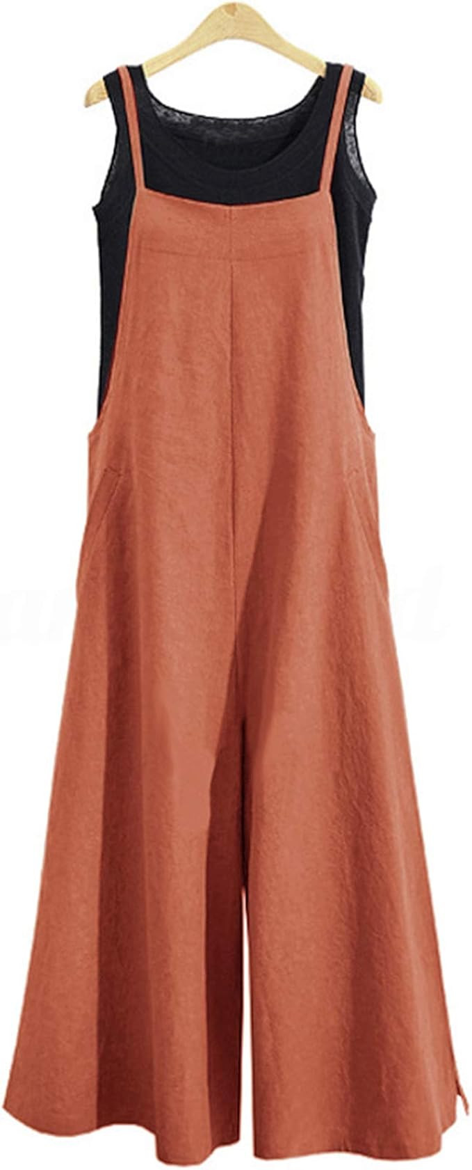 YESNO Women Casual Loose Long Bib Pants Wide Leg Jumpsuits Baggy Cotton Rompers Overalls with Poc... | Amazon (US)