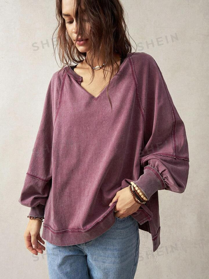 SHEIN BohoFeels Vacation-Themed Women's V-Neck Sweatshirt With Cut-Out Design | SHEIN