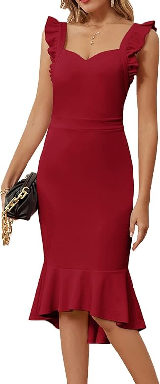 GRACE KARIN Women's Sleeveless Bodycon Fishtail Dress Midi Cocktail Dress High Low Evening Party ... | Amazon (US)