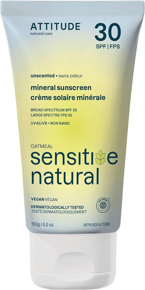 ATTITUDE Mineral Sunscreen for Sensitive Skin, EWG Verified, Broad Spectrum UVA/UVB, Dermatologic... | Amazon (CA)
