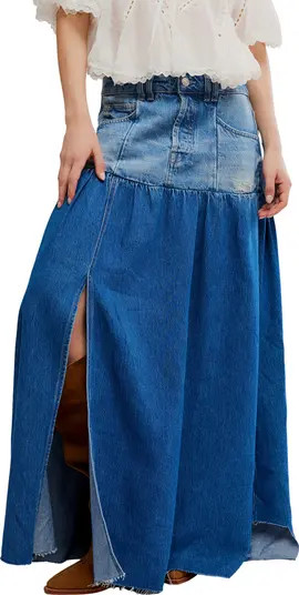 Free People Good Company Mixed Denim Maxi Skirt | Nordstrom | Nordstrom